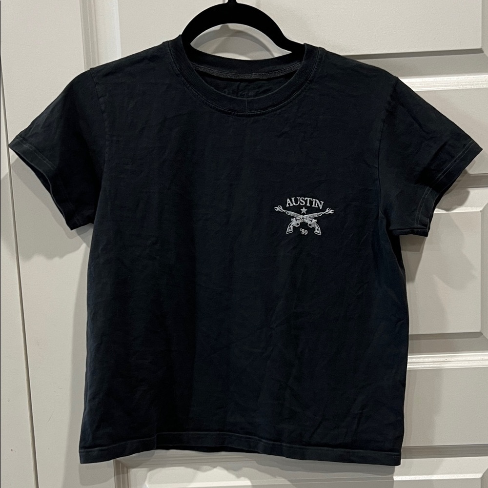 John Galt/ Brandy Melville Black Austin Graphic T-Shirt Sz M